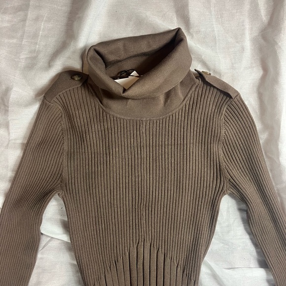 Reiss Brown Petite Vinette Midi Knitted Dress - Picture 4 of 9